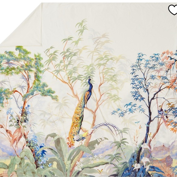 Williams Sonoma king/cal king painted peacock duvet cover artsy colorful - Picture 2 of 6